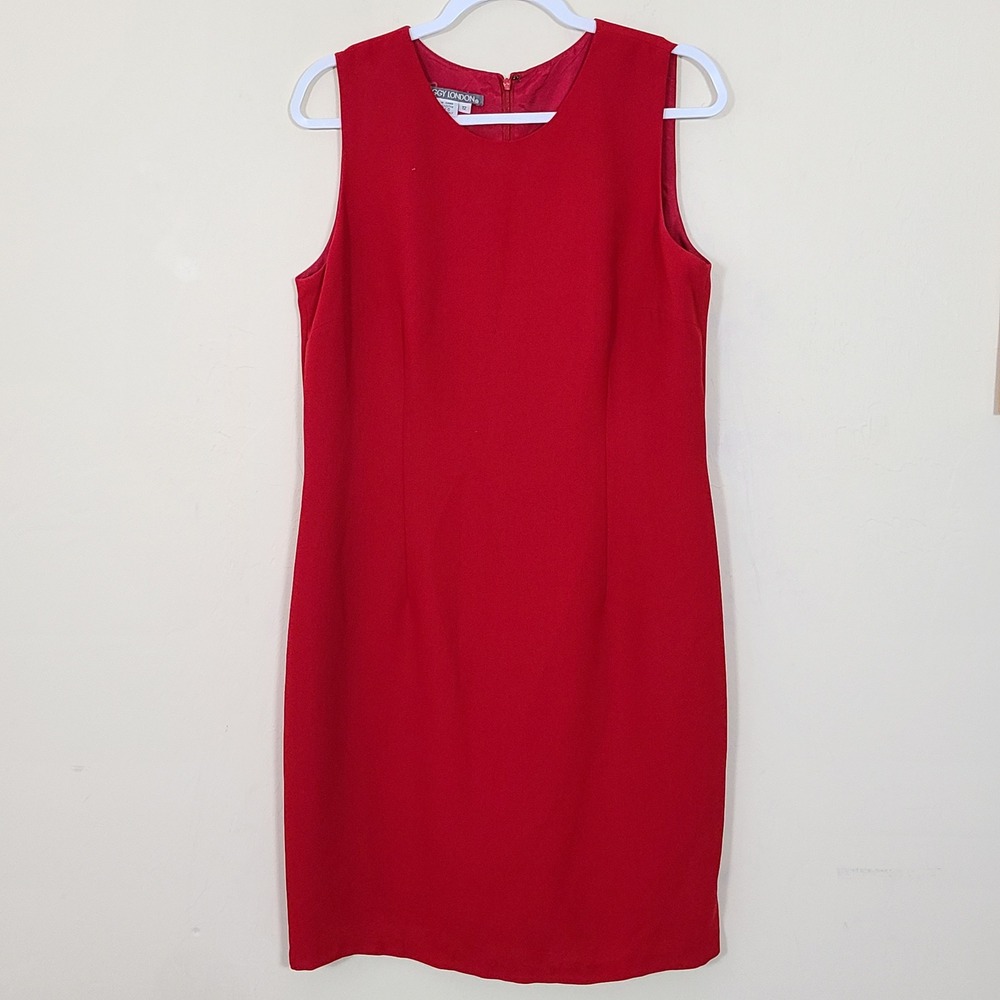 Vintage Red Gold Womens 12 Dress Suit Holiday Festive Romantic Studded Office - Picture 7 of 11